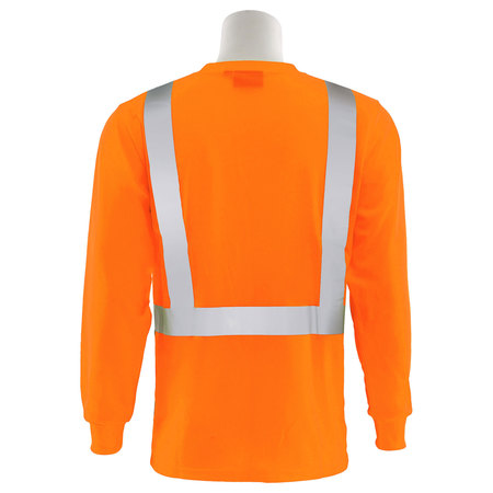 Erb Safety T-Shirt, Birdseye Mesh, Lng Slv, Class 2, 9007SB, Hi-Viz Orng/Blk, 4XL 62545